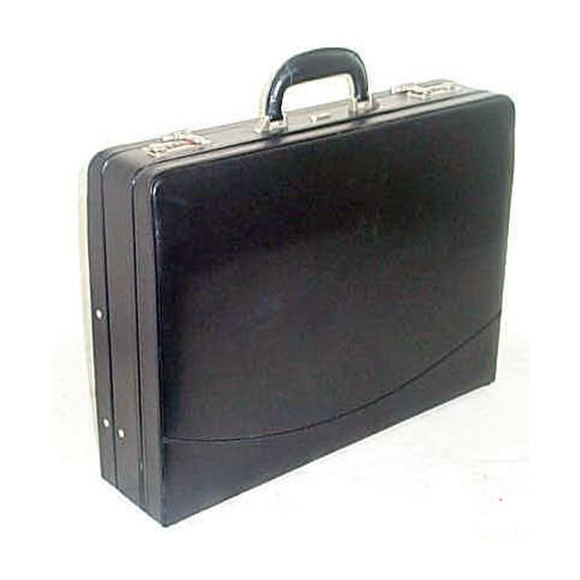 Gino De Vinci Tapered Design Leather Attache Case Black