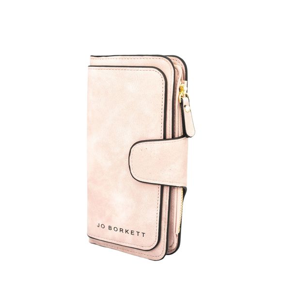 'Nu Buck Bi Fold 16 Card Slot Wallet Pink