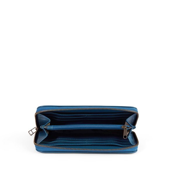 X0000832 Hayley ladies leather zip-around wallet - Hydro Blue