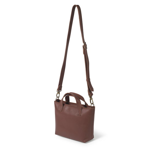 X0001659 Zazi leather petite crossbody tote - Sable Tan