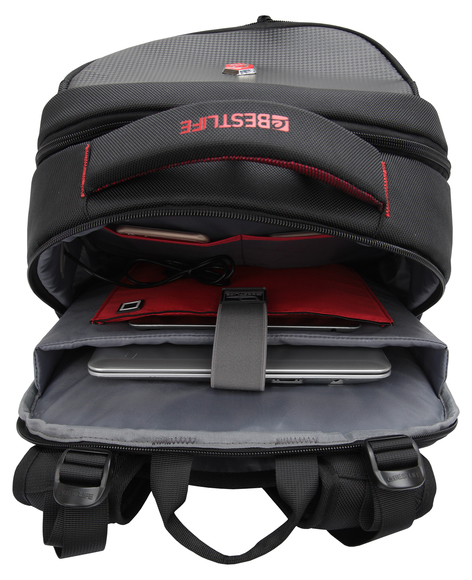 BB-3331R-17BLK - BESTLIFE Gaming Computer Backpack with Moulded Protective Front.