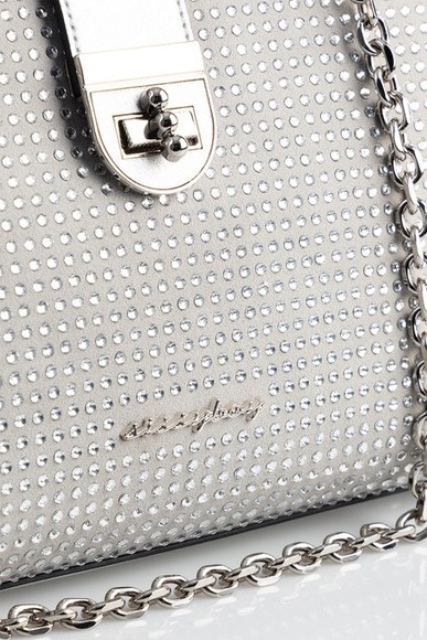 Sissy Boy Diamante Crossbody Silver