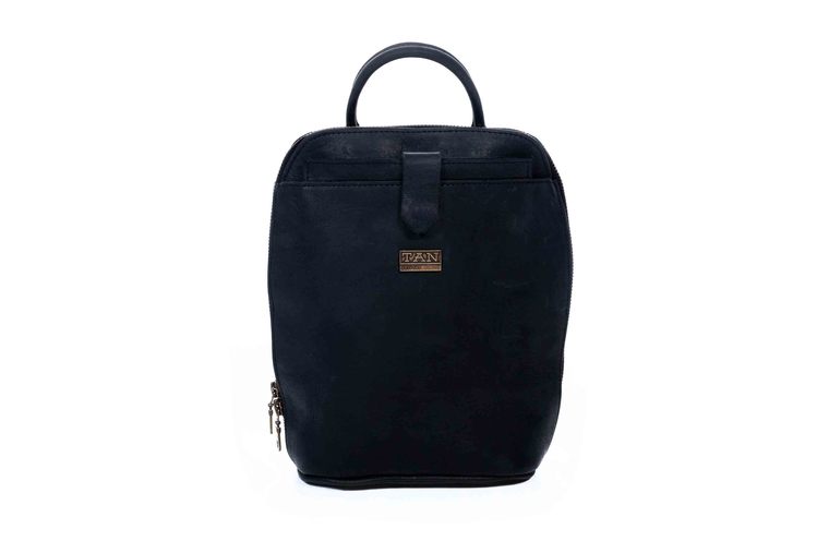 Tan Leather Goods OLIVIA LEATHER BACKPACK - BLACK