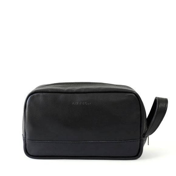 ANTELO WILL LEATHER WASH BAG BLACK